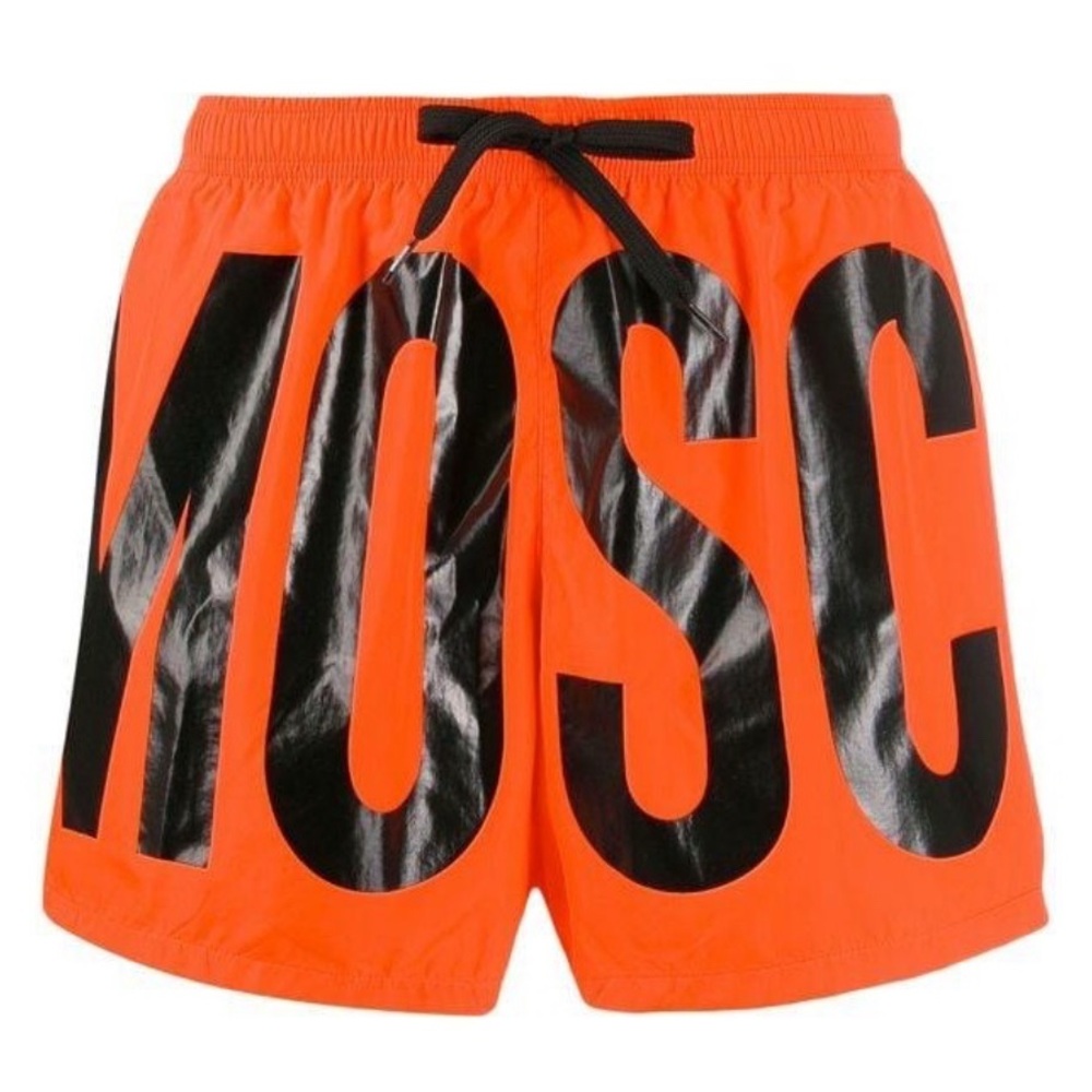 Moschino Bold Black and Orange Swim Shorts
